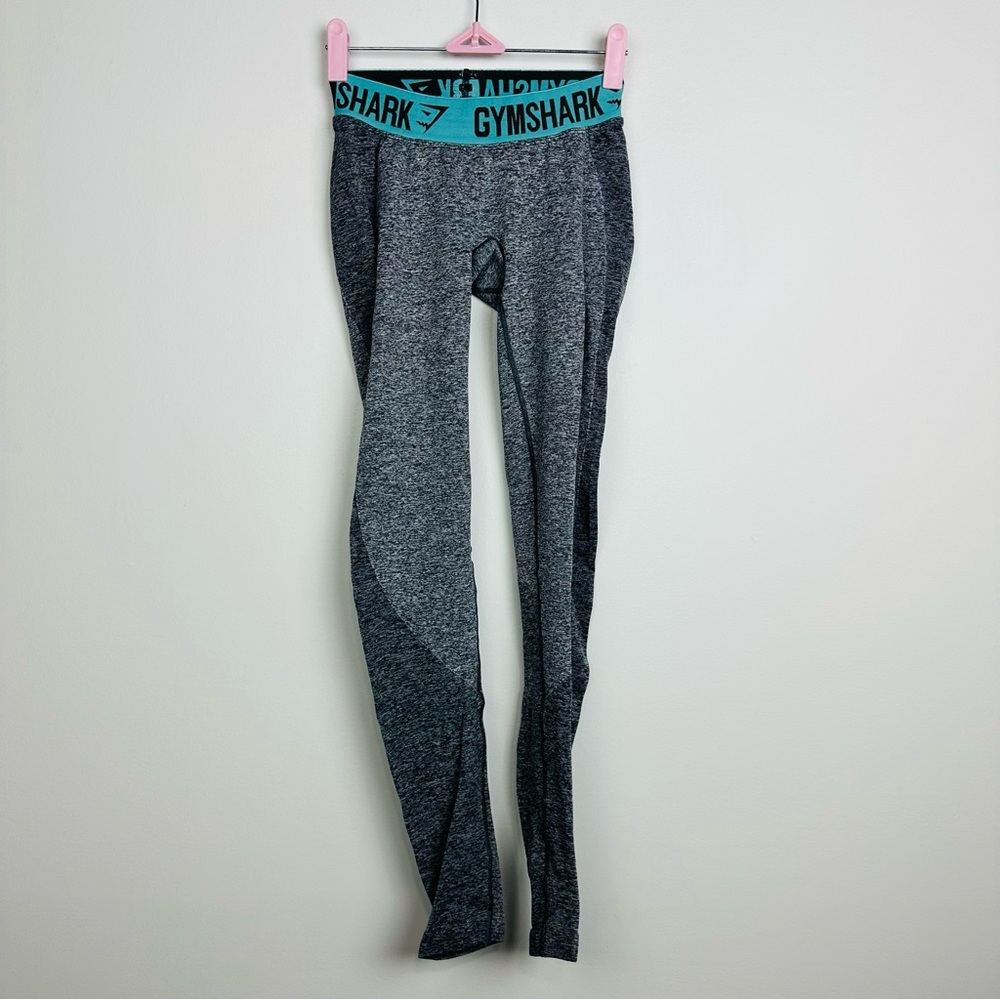 Gymshark Gray Leggings with Teal Waistband Size XS
